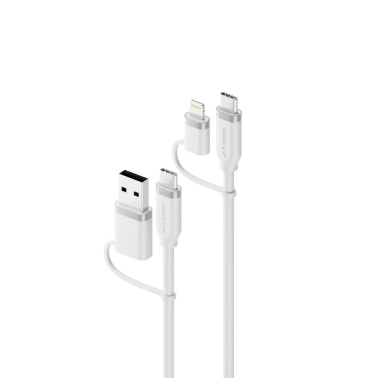 ALOGIC Elements Silicone 4-IN-1 USB 2.0 Cable 100W White-1.5m