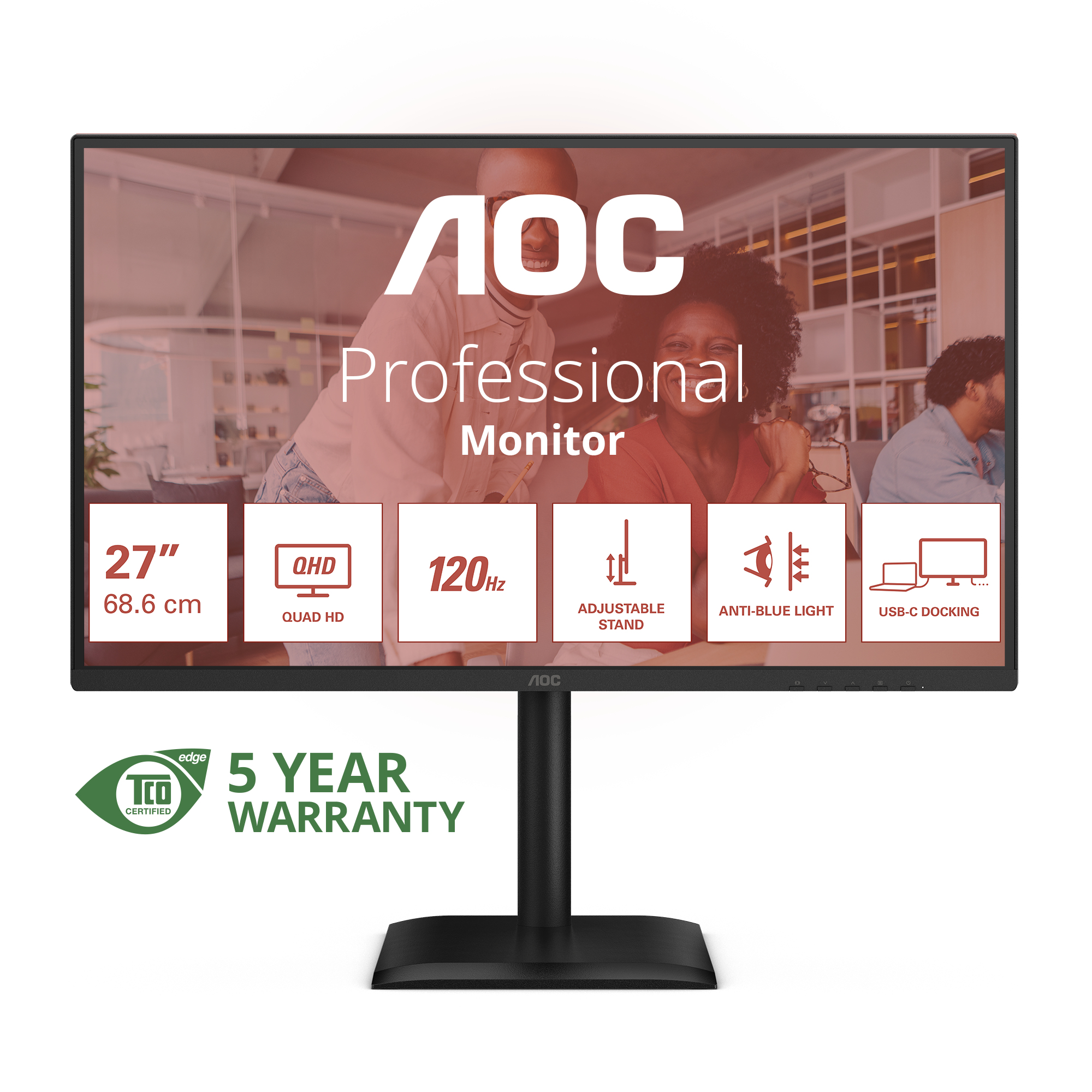 AOC E4 Q27E4CV computer monitor 68.6 cm (27") 2560 x 1440 pixels Quad HD LED Black