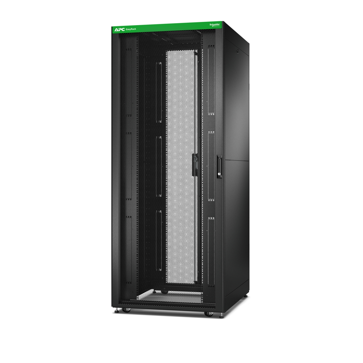 APC Easy Rack, 42U, Black, With Roof, Castors, Feet, 4 Brackets, and Side Panels, No Bottom, 1991H x 800W x 1000D mm
