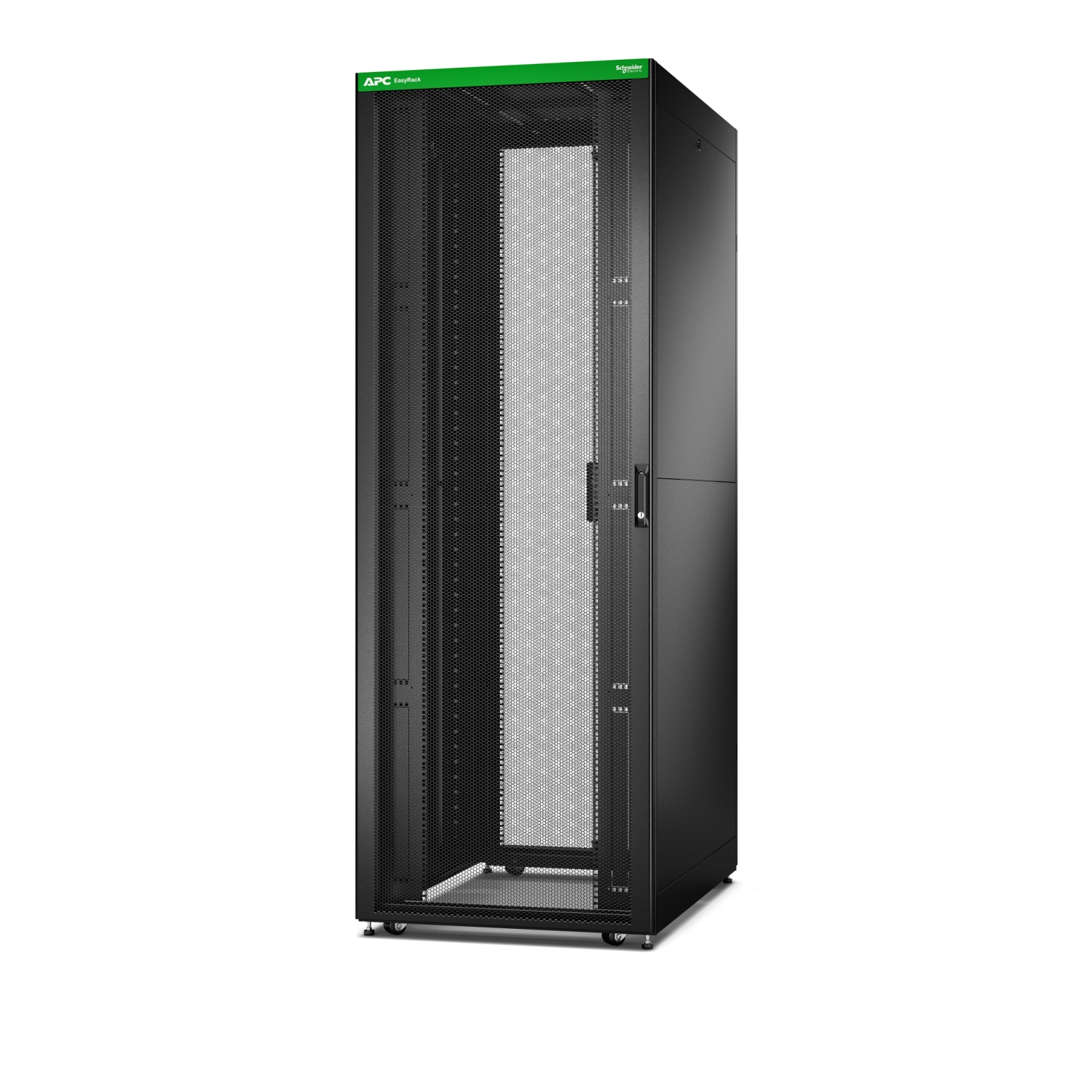 APC Easy Rack, 48U, Black, With Roof, Castors, Feet, 4 Brackets, and Side Panels, No Bottom, 2258H x 800W x 1200D mm