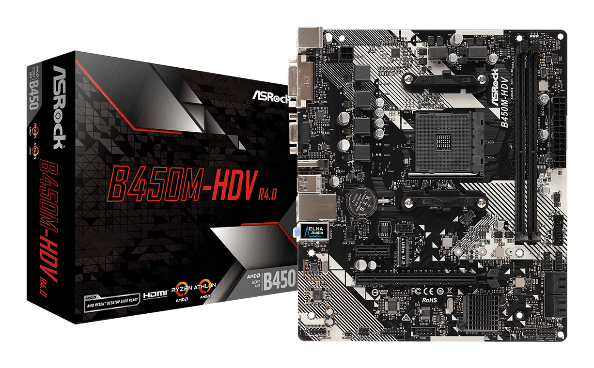 Asrock B450M-HDV R4.0 AMD B450 Socket AM4 micro ATX