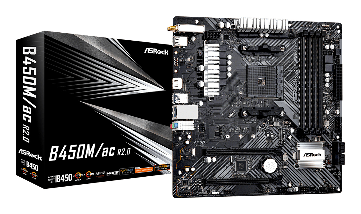 Asrock B450M/ac R2.0 AMD B450 Socket AM4 micro ATX