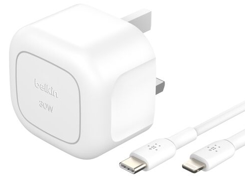 Belkin 30W USB WCHARGER WHT 1M C-LTG