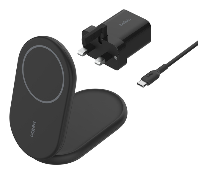 Belkin WIB007MYBK mobile device charger Headphones, Smartphone Black USB Wireless charging Fast charging Indoor