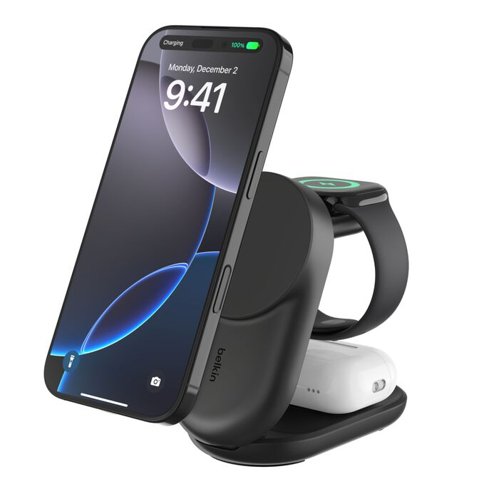 Belkin WIZ037MYBK mobile device charger Headphones, Smartphone Black USB Wireless charging Fast charging Indoor