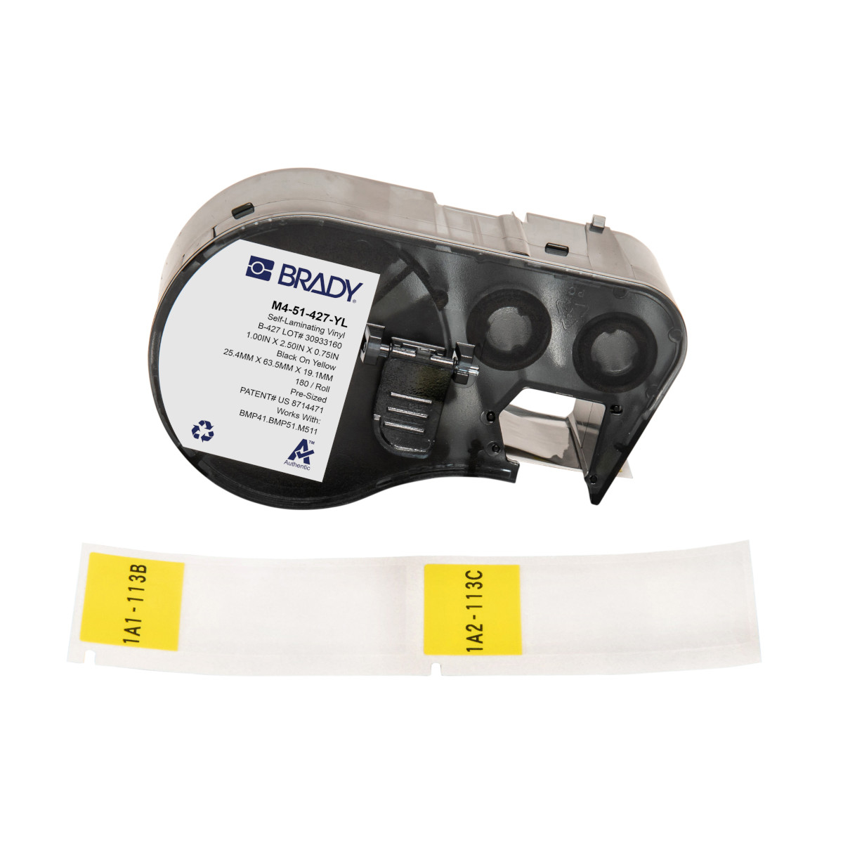 Brady M4-51-427-YL printer label Black, Yellow Self-adhesive printer label