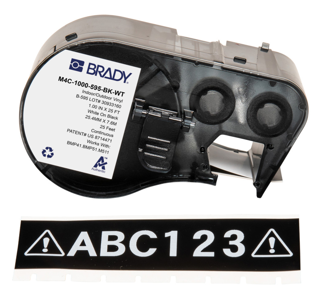 Brady M4C-1000-595-BK-WT printer label Black, White Self-adhesive printer label