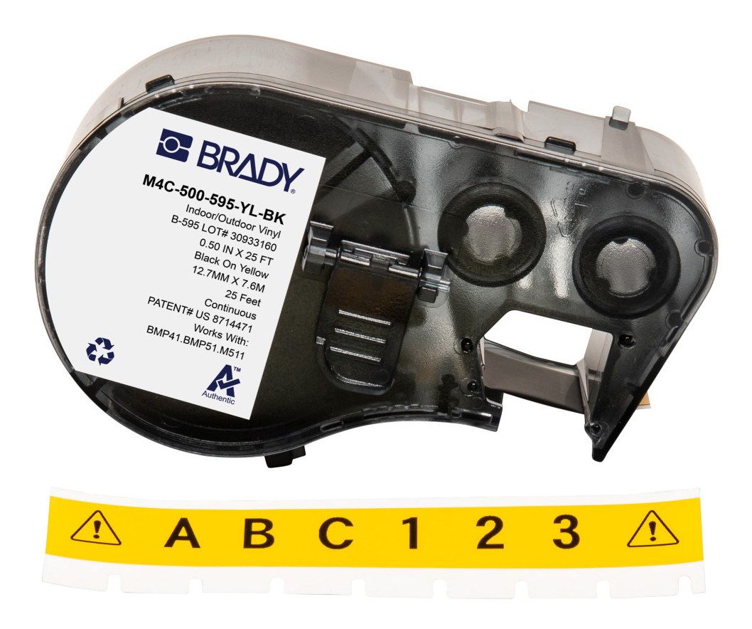 Brady M4C-500-595-YL-BK printer label Black, Yellow Self-adhesive printer label