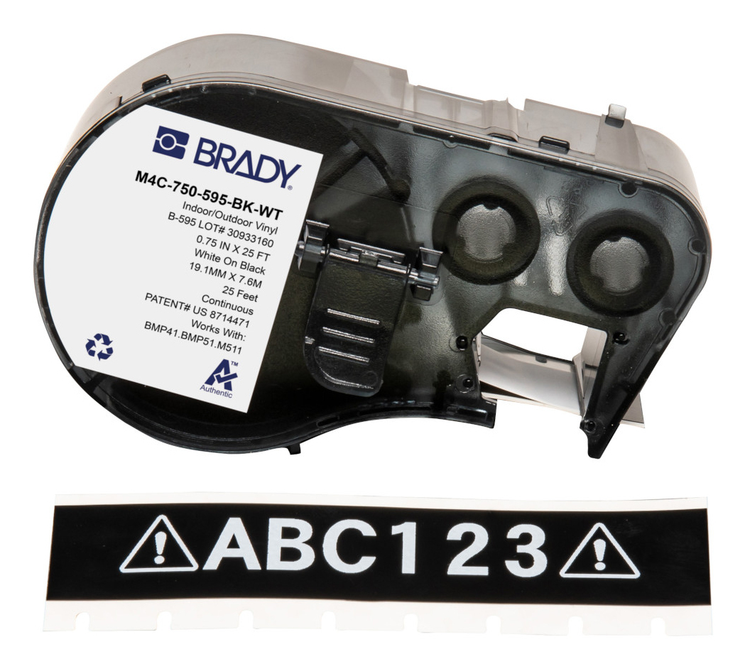 Brady M4C-750-595-BK-WT printer label Black, White Self-adhesive printer label