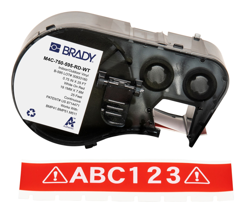 Brady M4C-750-595-RD-WT printer label Red, White Self-adhesive printer label