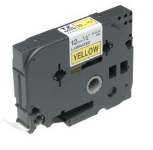 Brother Gloss Laminated Labelling Tape - 12mm, Black/Yellow label-making tape TZ