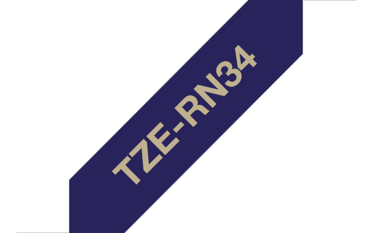 Brother TZE-RN34 DirectLabel gold on Navy blue non adhesive textil 12mm x 4m for Brother P-Touch TZ 3.5-18mm/6-12mm/6-18mm/6-24mm/6-36mm
