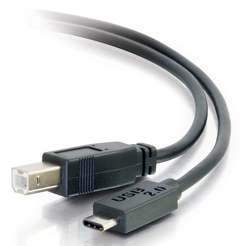 C2G 3ft, USB 2.0 Type C, USB B USB cable 0.91 m USB C Black