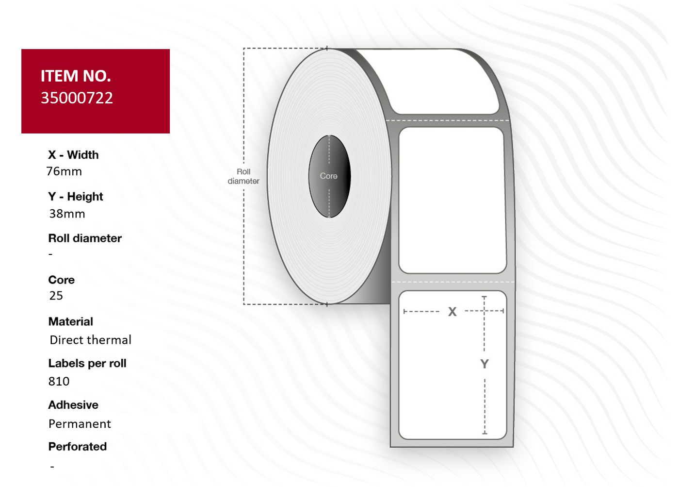 CAPTURE Label 76x38 - Core 25. White.
