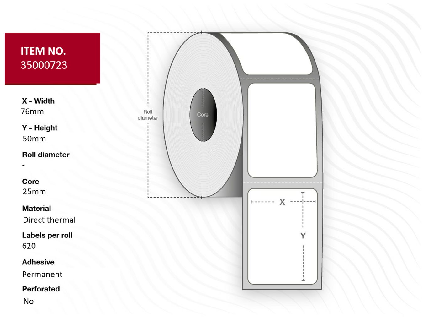 CAPTURE Label 76x50 - Core 25. White.