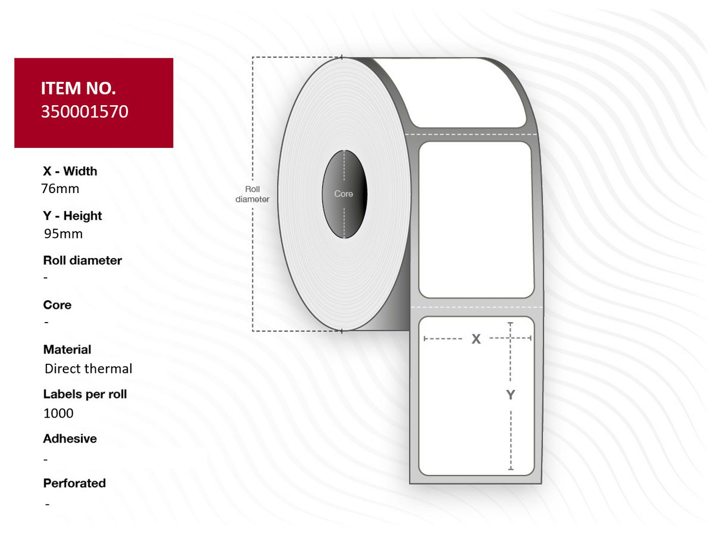 CAPTURE Label 76x95 - Core 25. White.