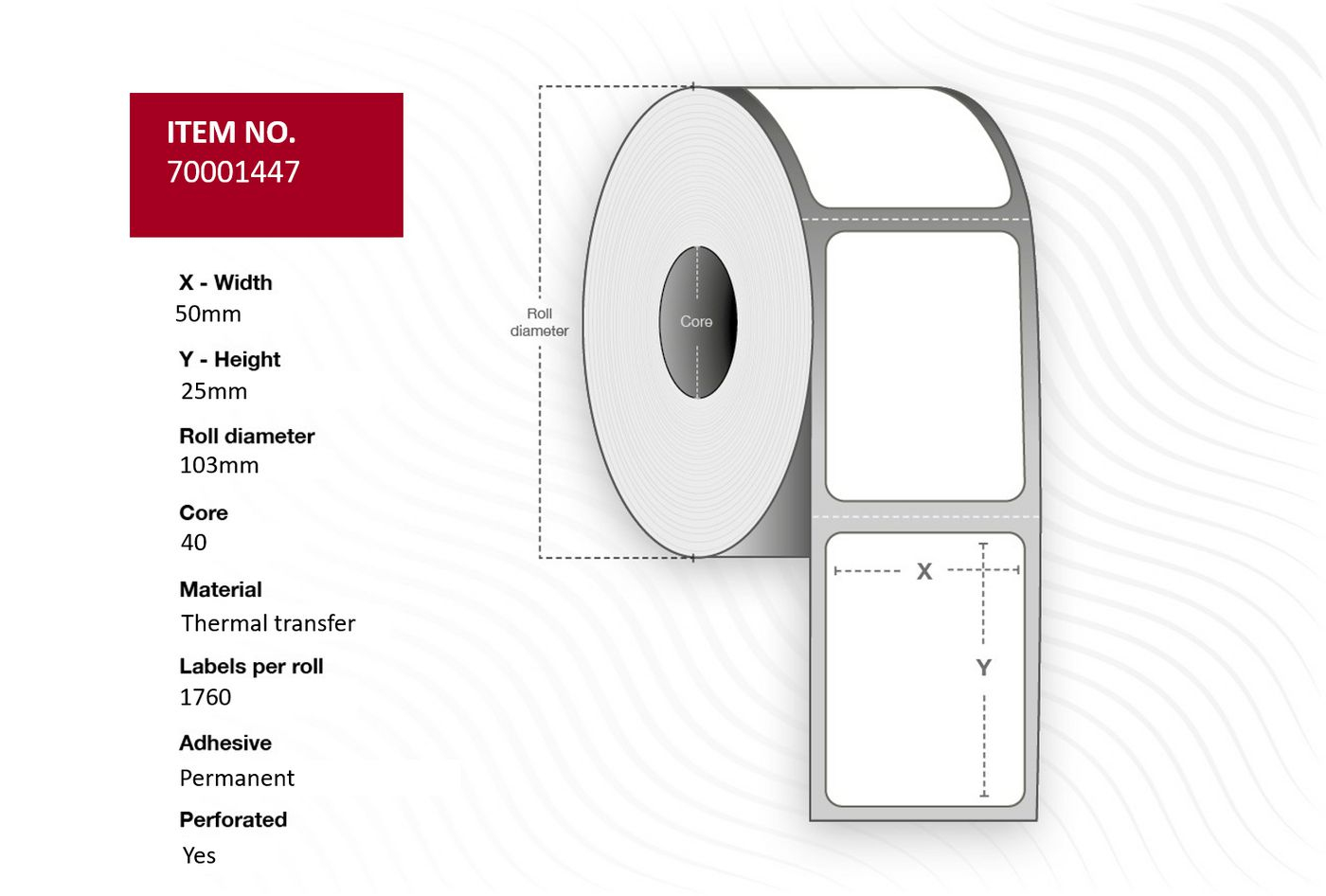Capture 70001447 printer label White