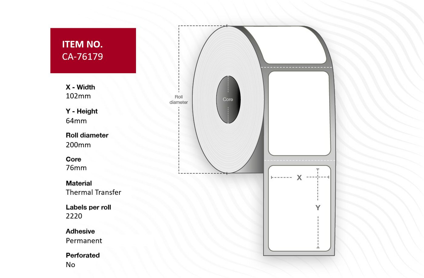 CAPTURE Label 102 x 64mm, Core 76mm,