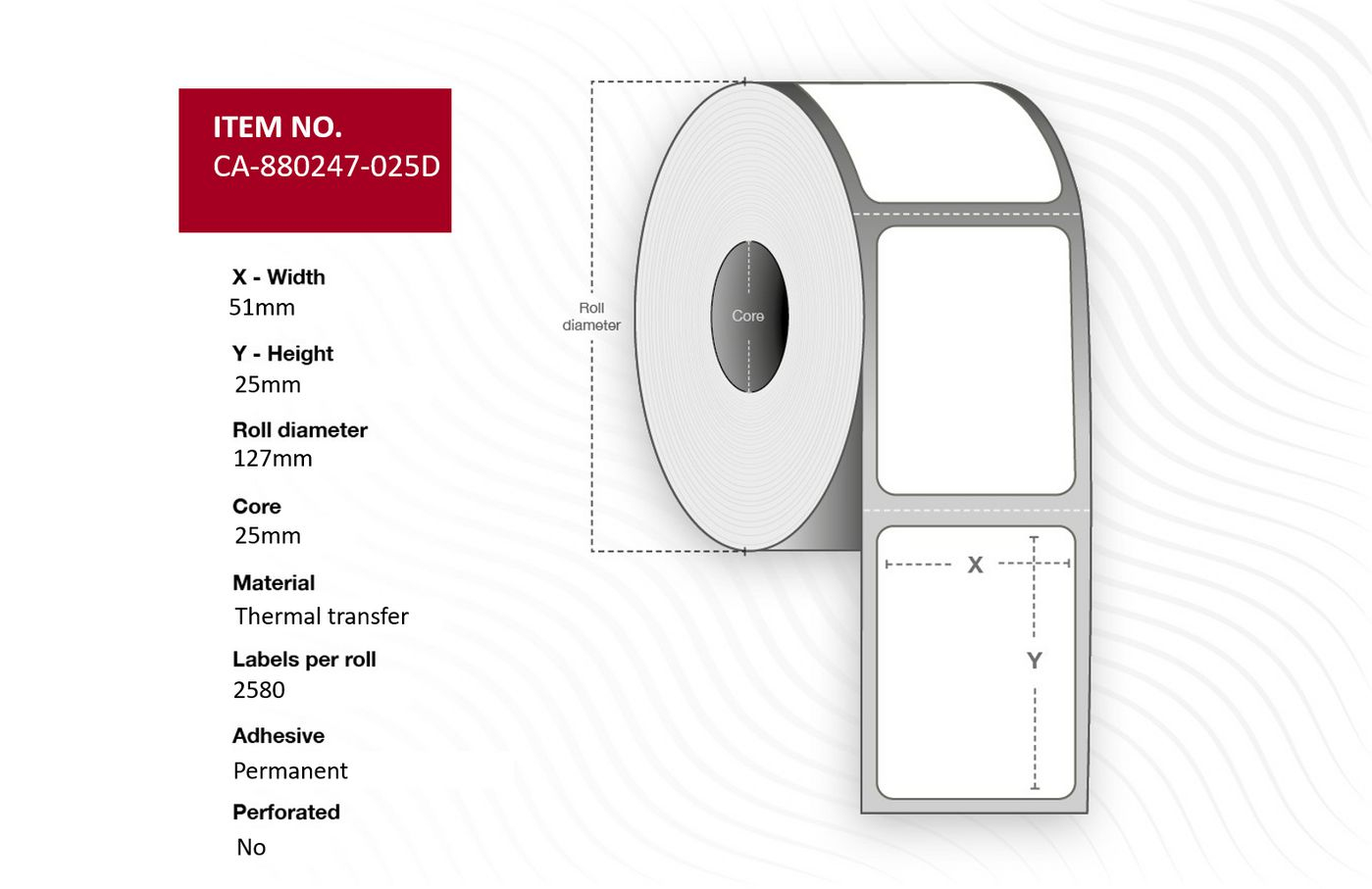 Capture CA-880247-025D printer label