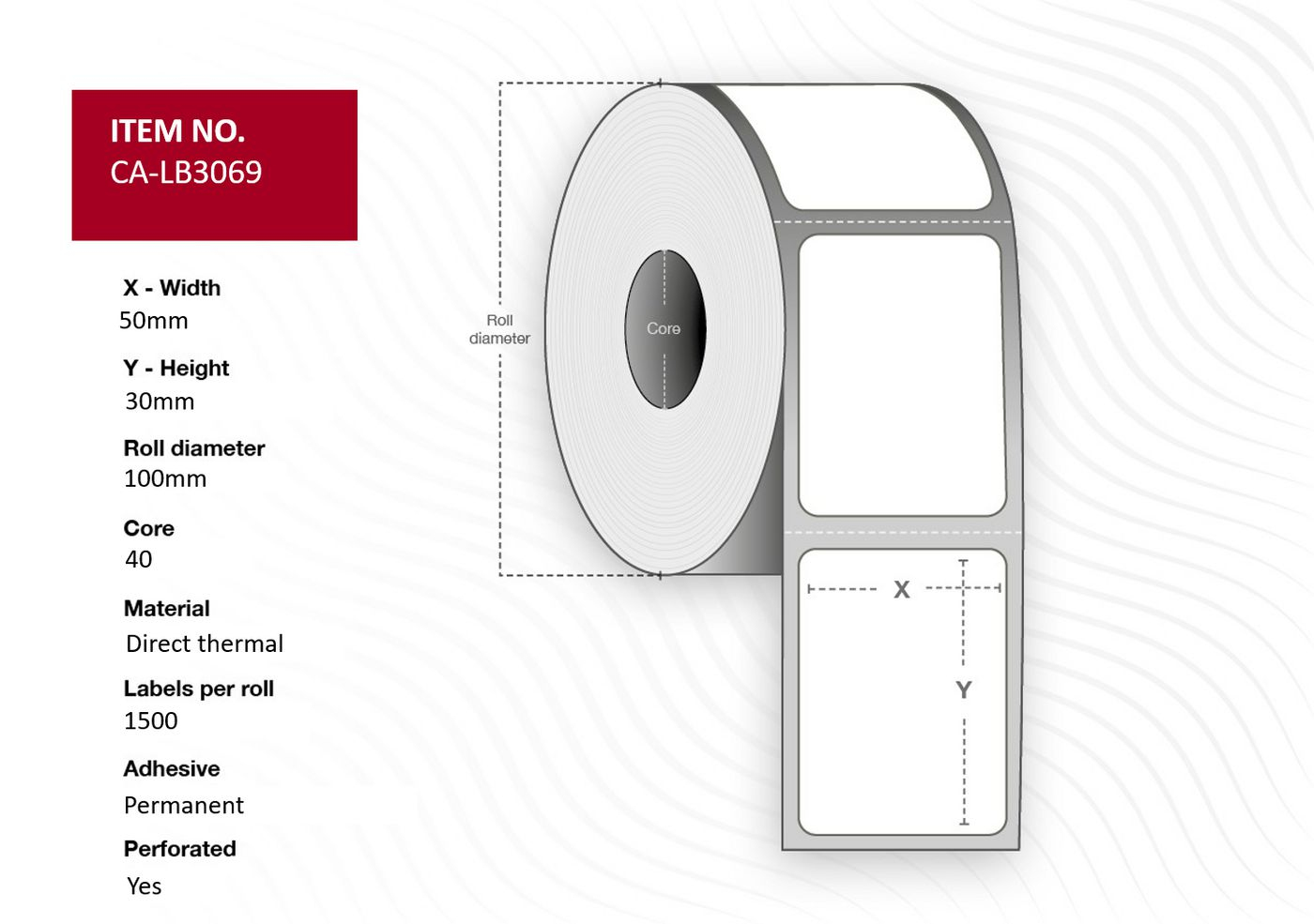 Capture CA-LB3069 printer label White