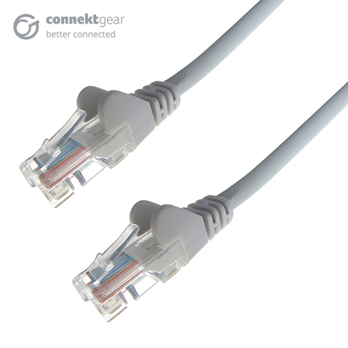 connektgear 8m RJ45 CAT5e UTP Stranded Flush Moulded Network Cable - 24AWG - Grey