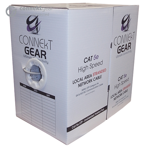connektgear 305m CAT5e UTP Stranded Network Cable Drum - 24AWG - Grey