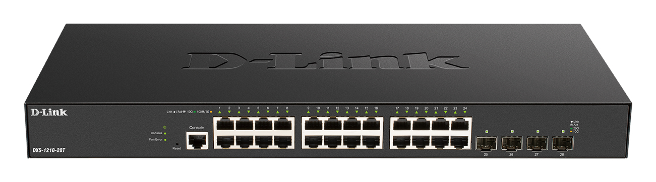 D-Link 24-port 10GBASE-T + 4-port 10/25G SFP28 Smart Managed Switch