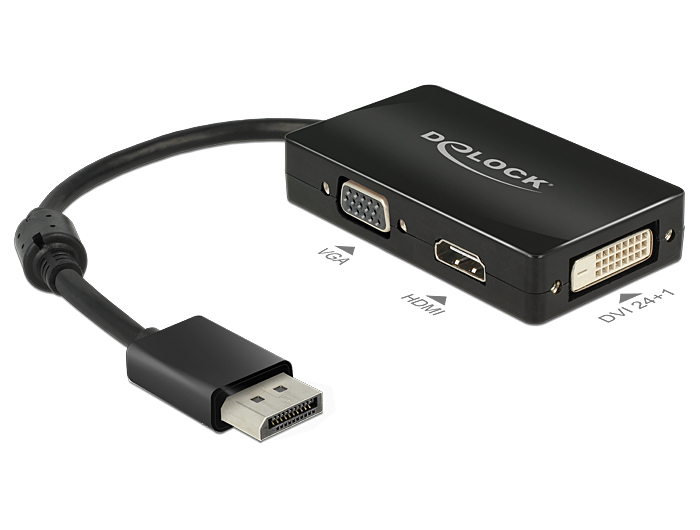 DeLOCK 0.16m DisplayPort/VGA+HDMI+DVI VGA (D-Sub)+ HDMI + DVI Black