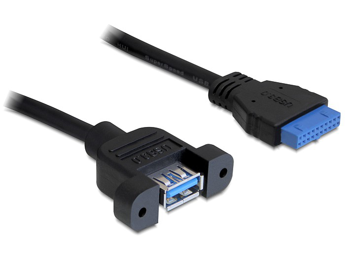 DeLOCK 0.5m USB 3.0 F/F USB cable USB A IDC Black