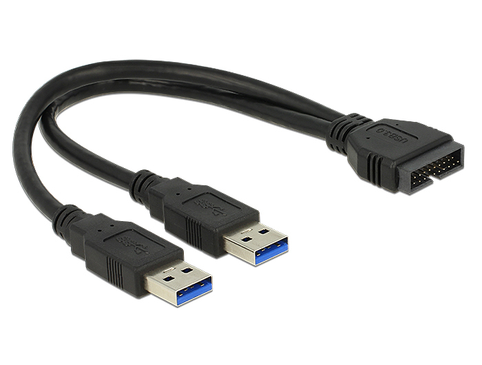 DeLOCK 0.25m USB3.0/2xUSB3.0 USB cable USB 3.2 Gen 1 (3.1 Gen 1) 2 x USB A Black