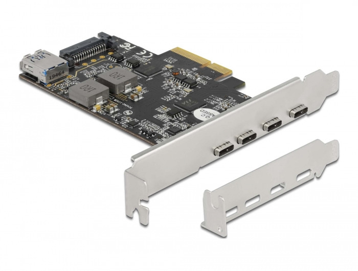 DeLOCK PCI Express x4 Card to 4 x USB Type-C + 1 x USB Type-A - SuperSpeed USB 10 Gbps - Low Profile Form Factor