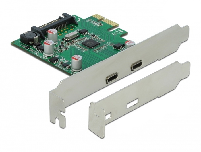 DeLOCK PCI Express x1 Card to 2 x external SuperSpeed USB (USB 3.2 Gen 1) USB Type-C™ female