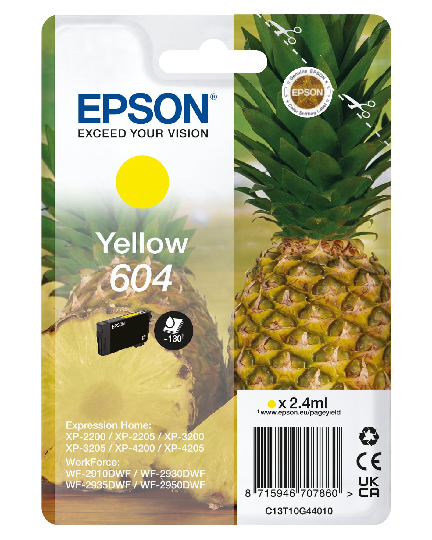 Epson C13T10G44010/604 Ink cartridge yellow, 130 pages 2,4ml for Epson XP-2200