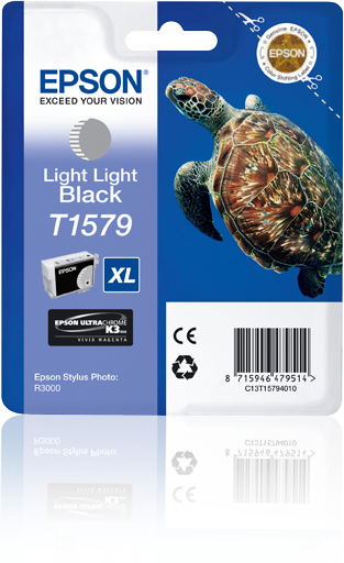 Epson C13T15794010/T1579 Ink cartridge light light black, 23K pages 25.9ml for Epson Stylus Photo R 3000