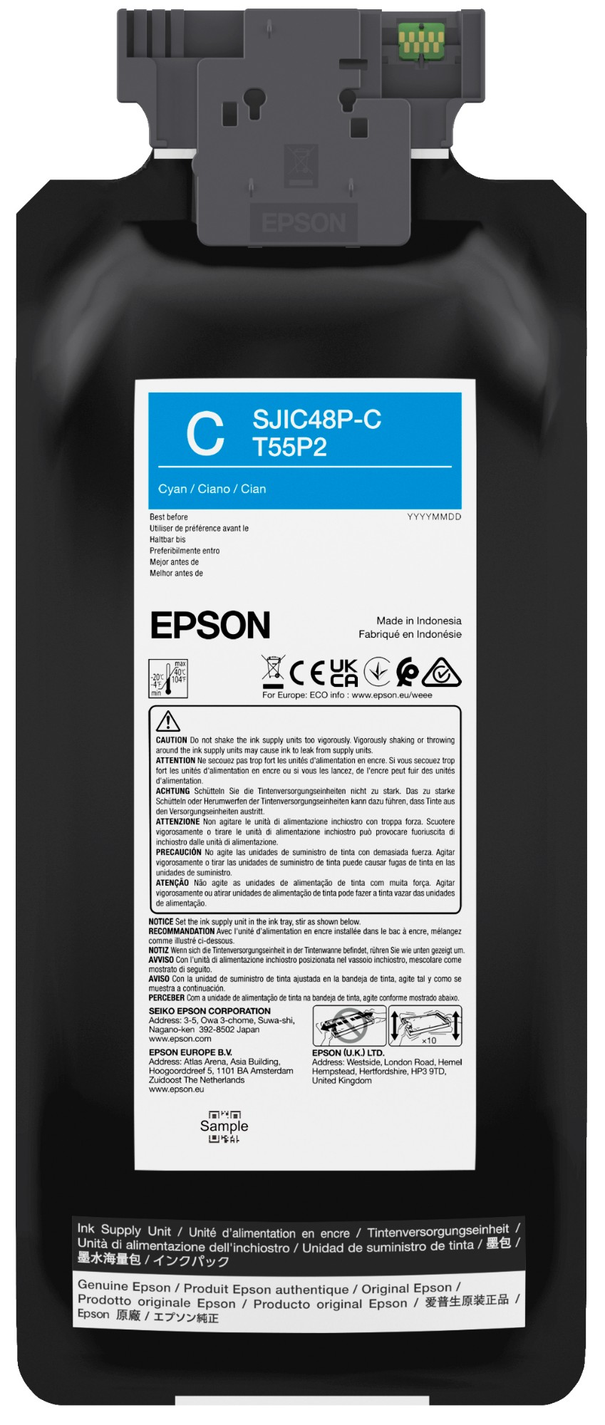 Epson C13T55P240/SJIC-48-P-C Ink cartridge cyan 480ml for Epson ColorWorks C 8000 e BK/MK