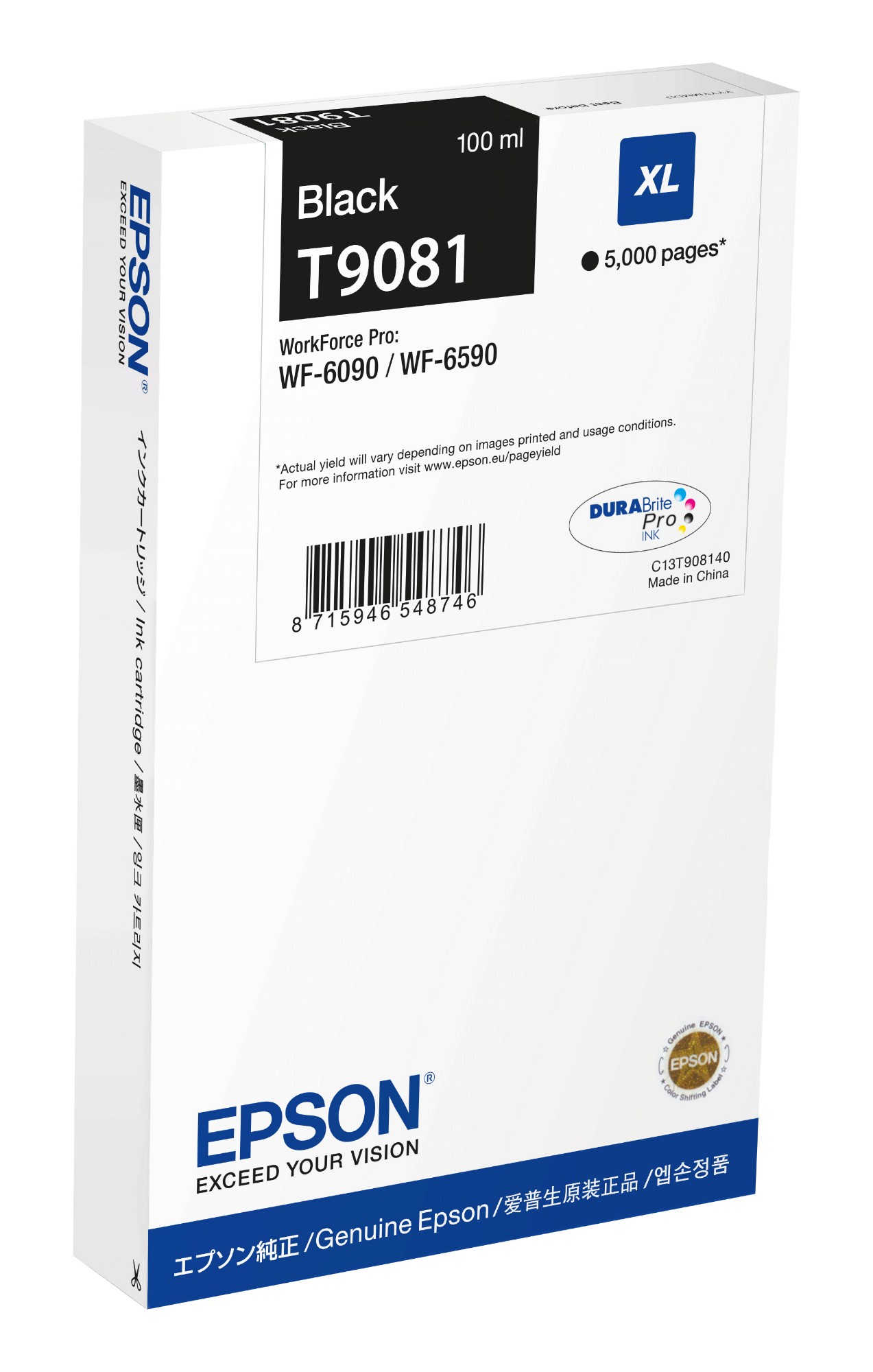Epson C13T90814N/T9081 Ink cartridge black XL, 5K pages ISO/IEC 24711 100ml for Epson WF 6090