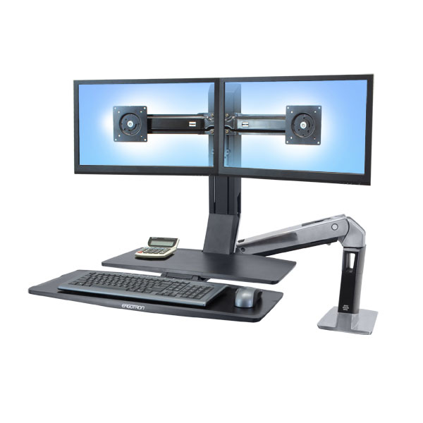 Ergotron WorkFit -A, Dual 55.9 cm (22") Desk Black