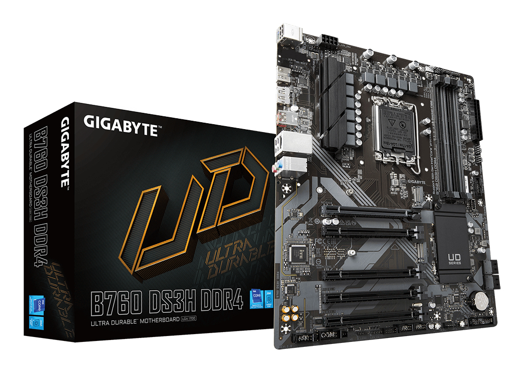 GIGABYTE B760 DS3H DDR4 Motherboard - Supports Intel Core 14th CPUs, 18+2+1 Phases Digital VRM, up to 5333MHz DDR4 (OC), 2xPCIe 4.0 M.2, GbE LAN, USB 3.2 Gen 2