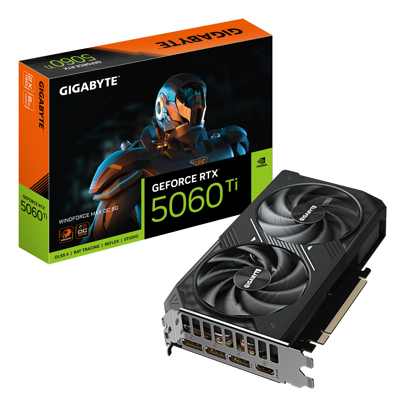 GIGABYTE GeForce RTX 5060 Ti WINDFORCE MAX OC 8G Graphics Card - 8GB GDDR7, 128bit, PCI-E 5.0, 2617MHz Core Clock, 3 x DP, 1 x HDMI, NVIDIA DLSS 4, GV-N506TEAGLEMAX OC-8GD