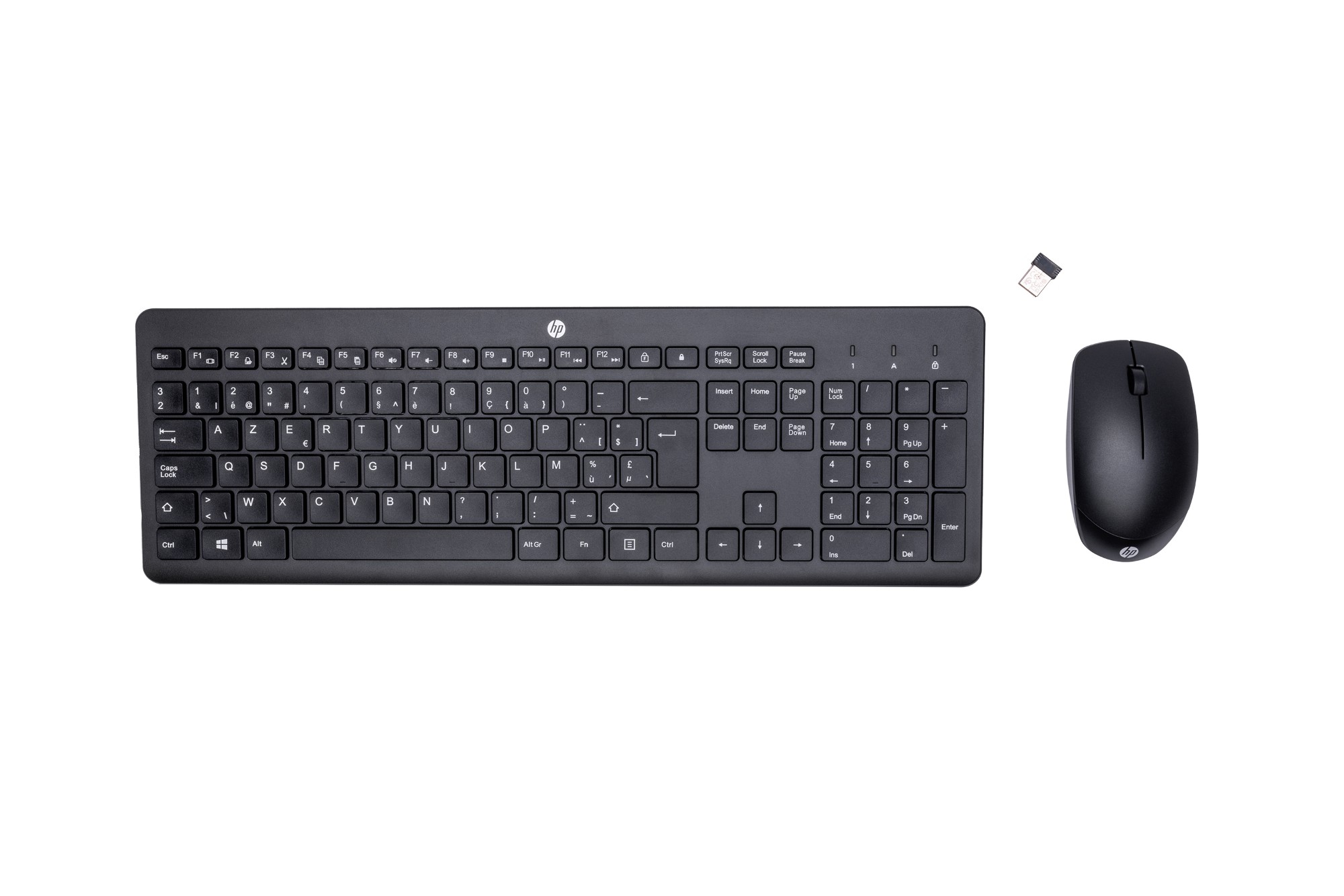 HP 230 Wireless Mouse and Combo keyboard Mouse included Office RF Wireless AZERTY Belgian Black