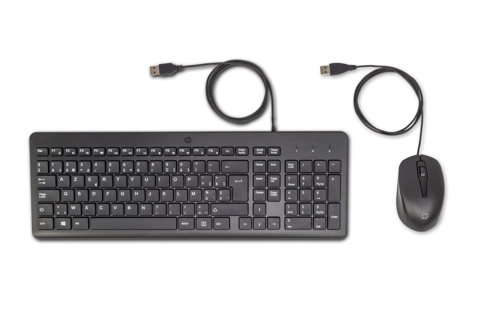 HP 150 Wired Mouse and keyboard Mouse included USB AZERTY Belgian Black