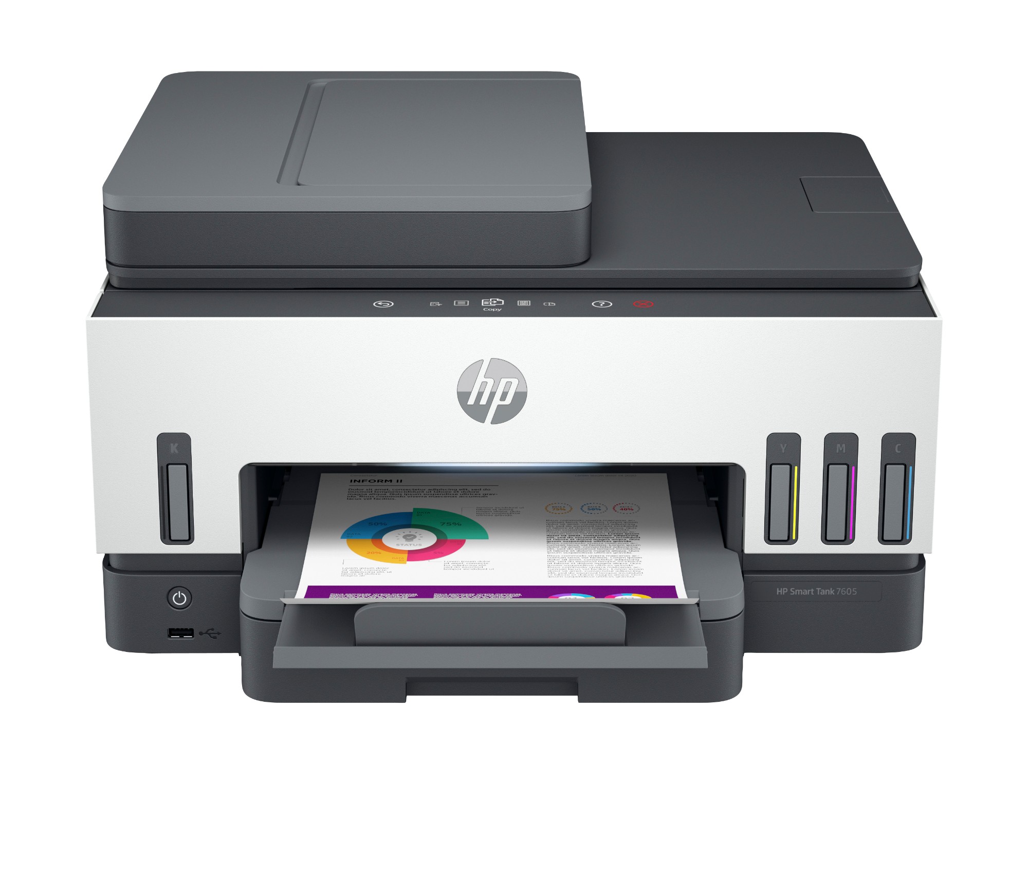 HP Smart Tank 7605 Wireless All-in-One Color Printer, Two-sided printing; Copier, Scanner