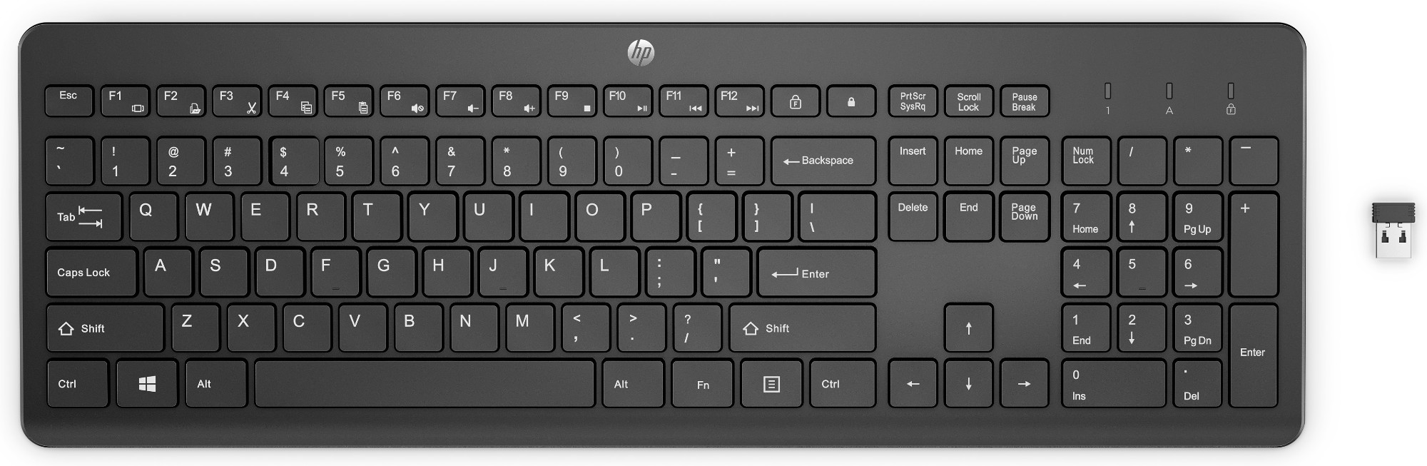 HP 230 BLK WL KBD keyboard Universal RF Wireless Black