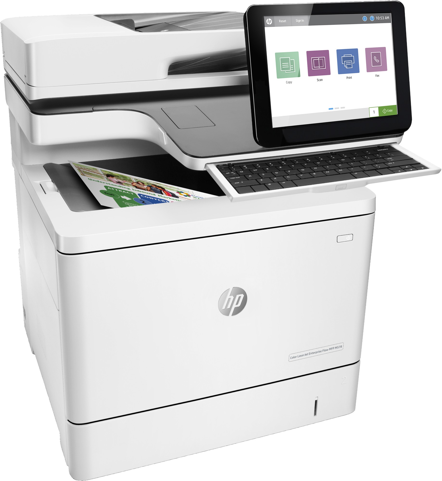 HP Color LaserJet Enterprise Flow LaserJet Enterprise Flow M578c Multifunction Color Printer, Ethernet Only; Copier, Scanner