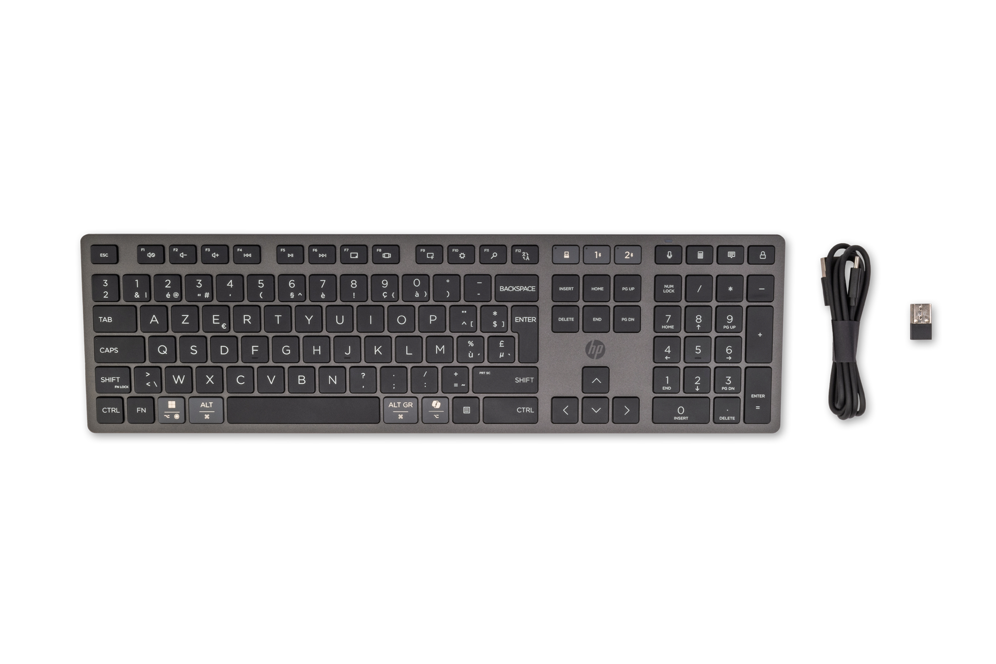 HP 720 Multi-Device Rechargeable Wireless keyboard Home/Office USB + Bluetooth AZERTY Belgian Black
