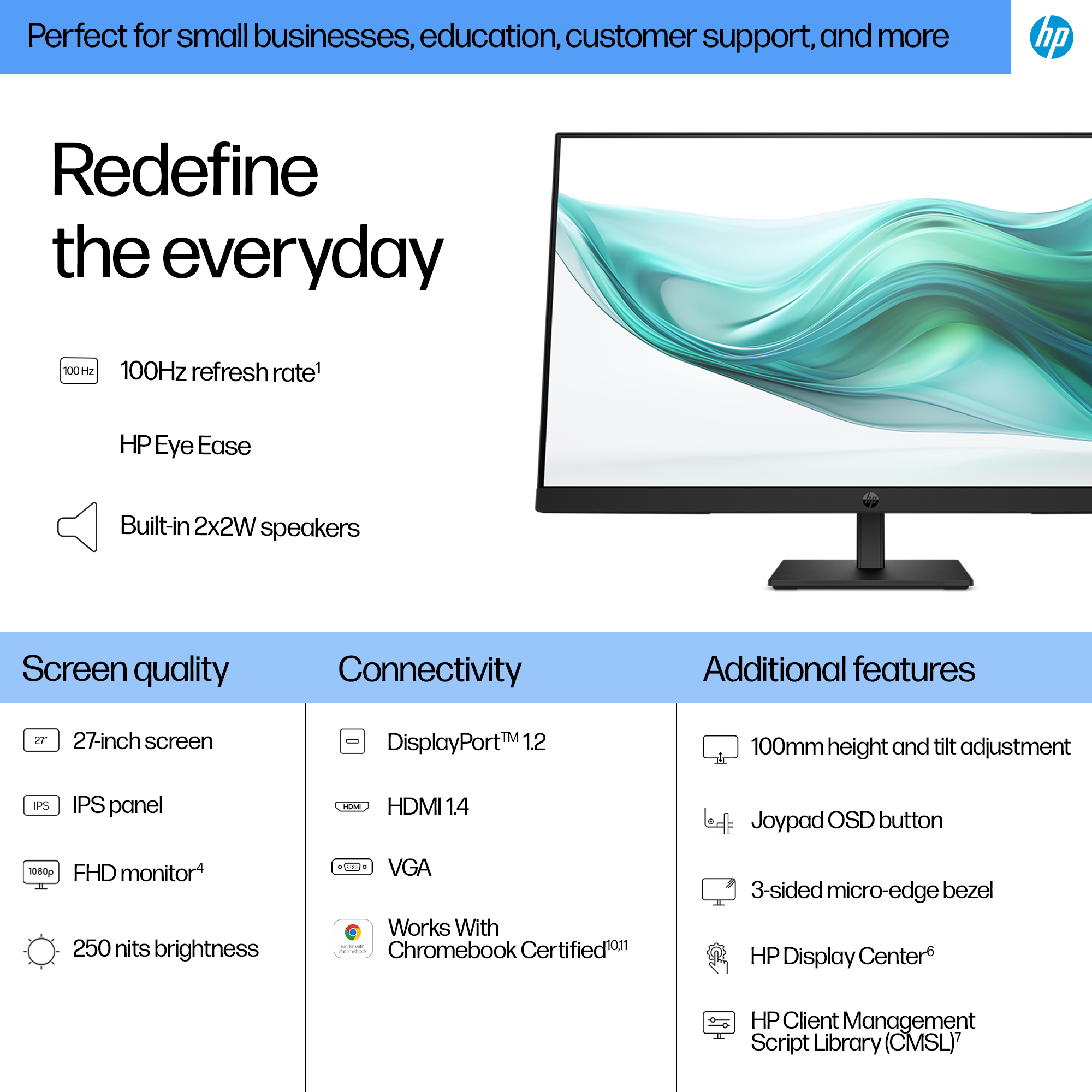 HP Series 3 Pro 27 inch FHD Monitor - 327ph