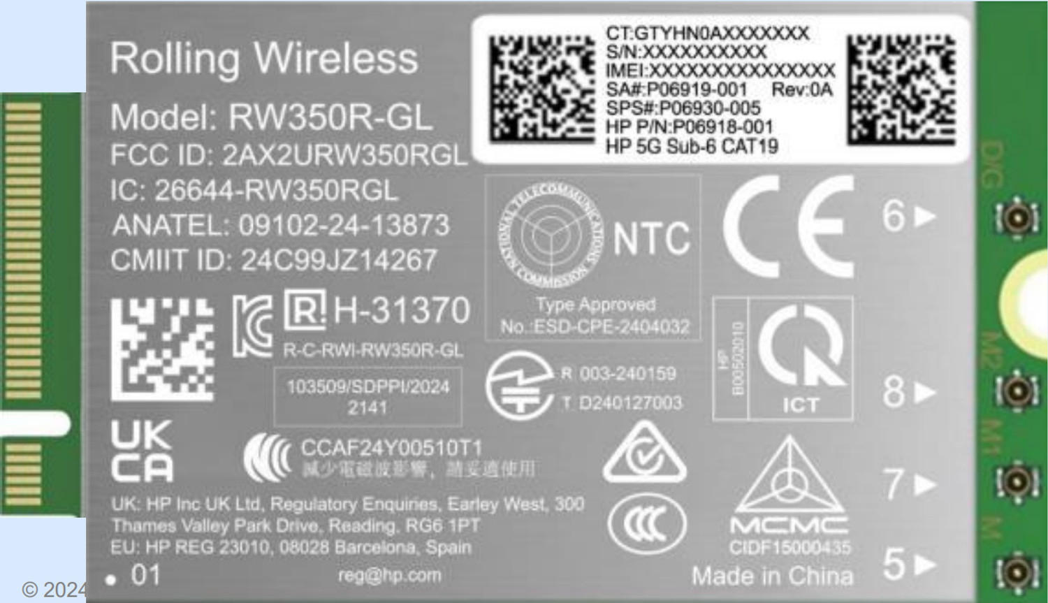 HP 5G Sub-6 WWAN Internal