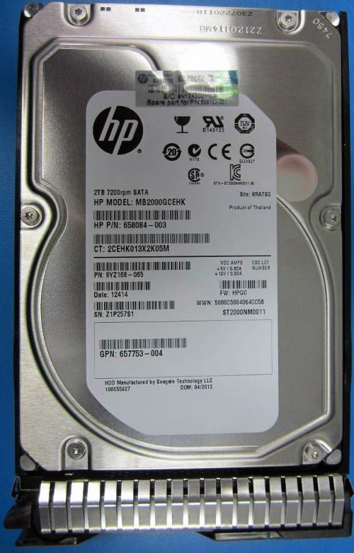 HPE 2TB hot-plug SATA HDD internal hard drive 7200 RPM 3.5" Serial ATA