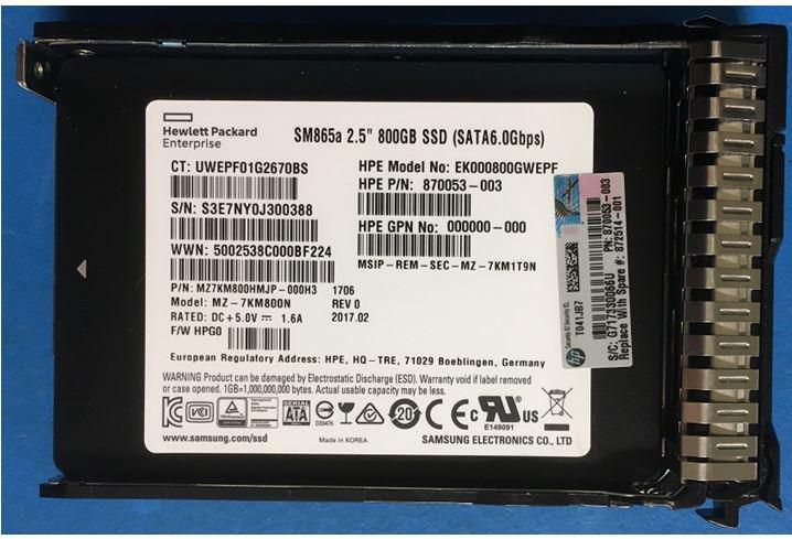 HPE 800GB SATA 6G SFF WI-3 DS SC