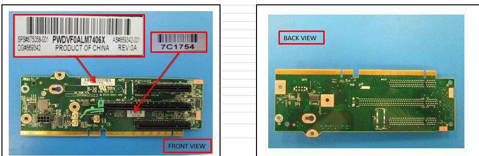 HPE 2x8 x16 PCIe riser